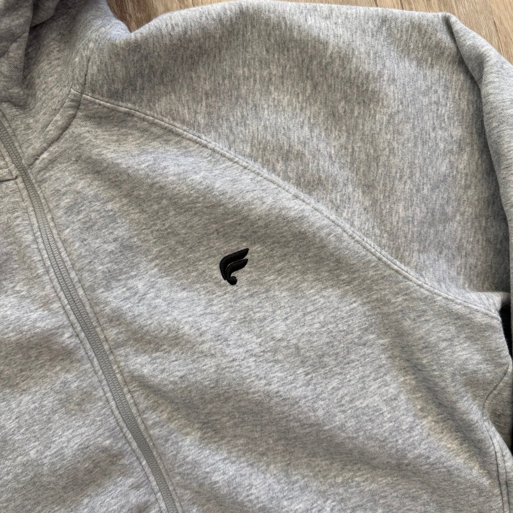 Fabletics Grey Heather Full Zip Raglan Fleece Hoodie Sweatshirt Womens Large - Picture 5 of 8